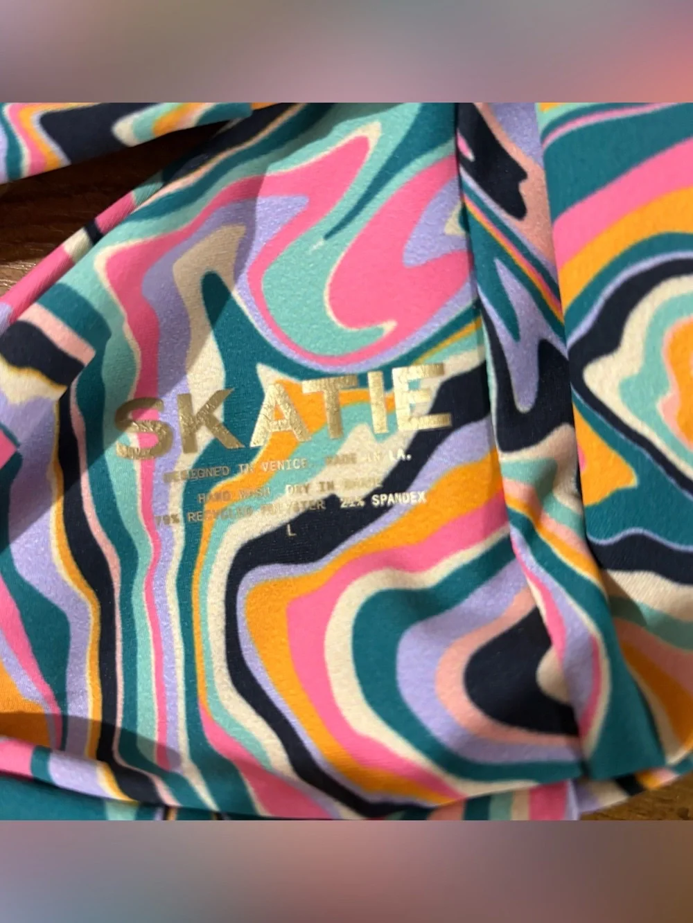 SKATIE Luli Sedona Swirl Halter V-Neck Bikini Top Size Large
